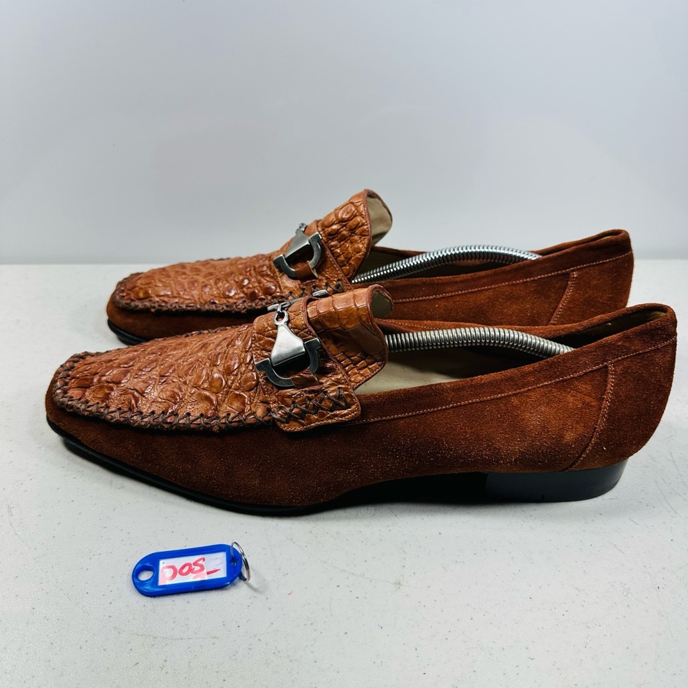 Romano Handmade Exotic Genuine Crocodile Cognac Oxford Dress Shoes - Sz 11